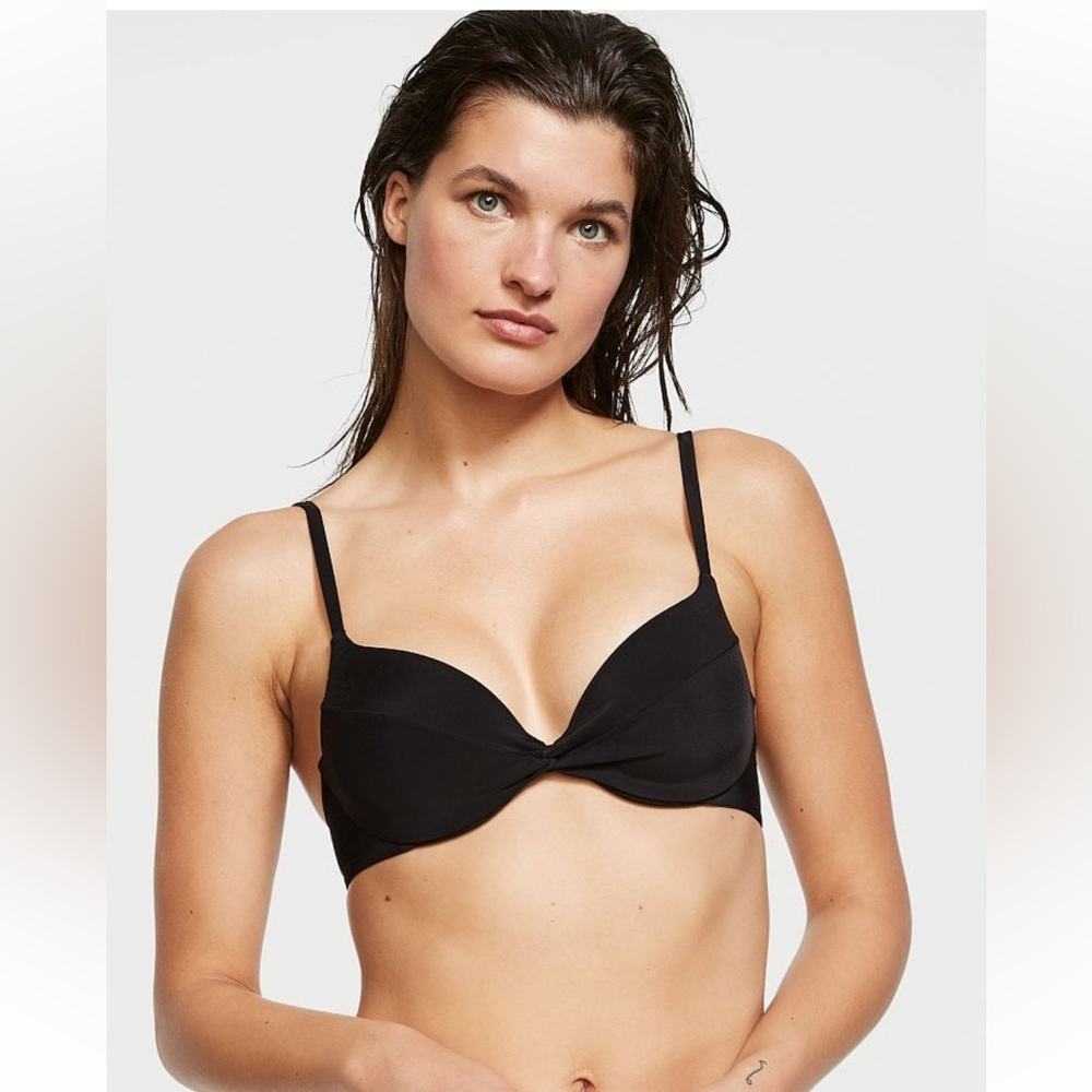 NWT Victoria’s Secret Twist Removable Push-Up Bikini Top Blk 32 C